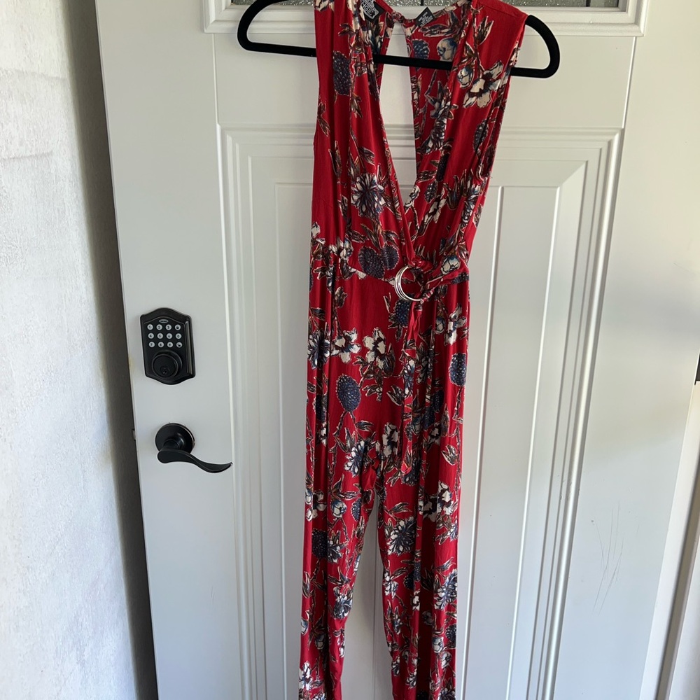 Floral Red Jumpsuit
